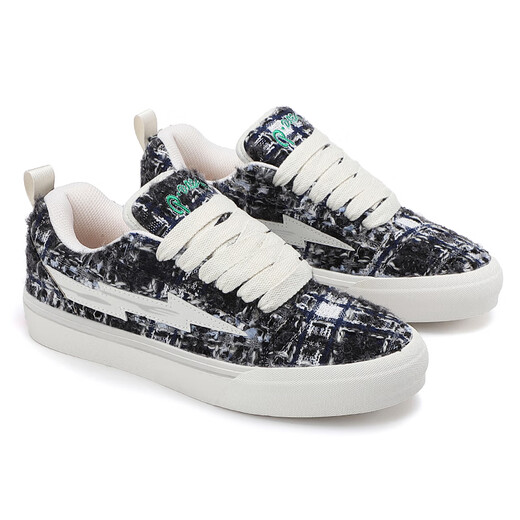 LIGHTNING X STORM Picasso paintings co-branded Xiaoxiang style casual lightning bread shoes couple canvas sports board shoes men and women D6227 dark cloud black 41