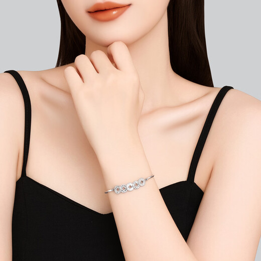 Chao Acer Platinum Bracelet Women's PT950 Bracelet Five Emperors Coin Crushed Ice Flash Gift Priced Labor Cost 980 Yuan 8.25g