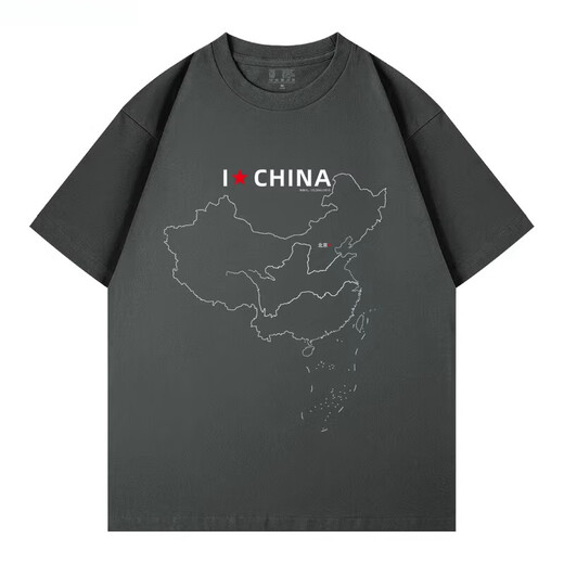 挽鹤我爱中国china印花短袖T恤男女同款宽松休闲百搭圆领上衣夏新款 白色-GS-2016-1585 XS 160/50KG （成人）