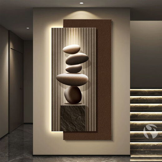 Mopai Stone läuft das Eingang dekoratives Gemälde moderne leichte Luxus bedeutet gute Korridor-Hängemalereien in die Tür LED Leuchtlampe Malmalereien Steinläufe D Modell 100*200cm80*200+80*167 Plug-in-Modellmodell