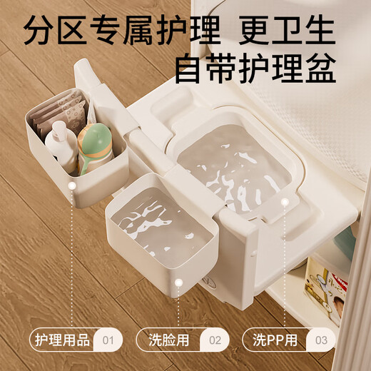 筏芯尿布台婴儿床二合一折叠可移动尿布台婴儿护理台新生婴儿多功能可 护理台+4D空气纤维垫+5个收纳盒 框架结构 组装