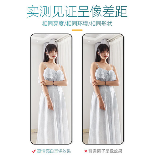 穿衣镜全身落地镜试衣镜家用防爆壁挂衣帽间铝合金网红大镜子 经典黑【150*40】壁挂+落地