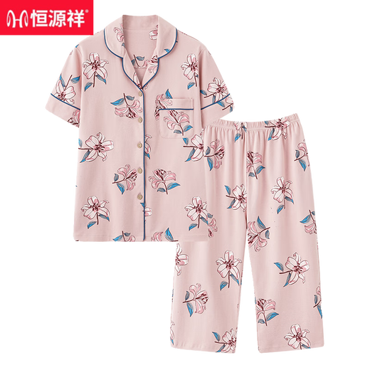 Hengyuanxiang Pajamas's 2025 Nuevo algodón de algodón puro de verano delgada de manga corta Pantalones de manga corta de mediana edad y ancianos