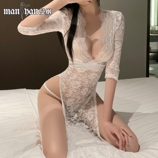 Manyan Sexy Underwear Secretario de encaje sexy Pajamas Seduction Uniform Battle Suit 9766 Sitio web oficial Flaghip White [Slit Slit Long Falda] de talla [Peso sugerido 80-120 Jin [Jin iguala 0.5 kg]]]