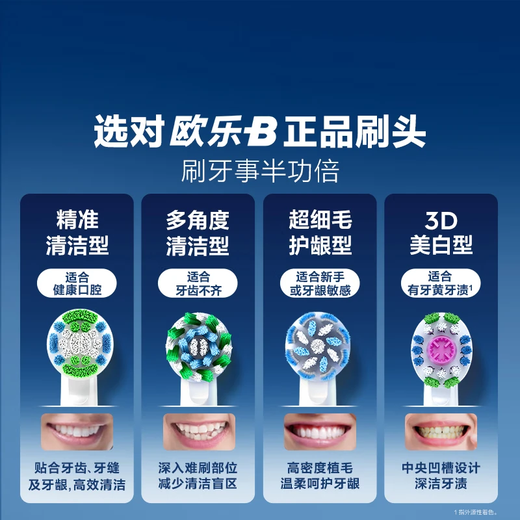 Oral-B electric toothbrush head 8-pack, ultra-fine bristles soft care EB60*4 + precise cleaning EB20*4, suitable for Pro/P/D series genuine brush heads