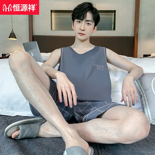 Hengyuanxiang Sommer reines Baumwollweste Shorts Pyjamas Lose Casual Home-Kleidung im mittleren Alter mit großer Größe H9928 (Kurzärärmel-Shorts) L (Empfohlen 100-120 Jin [Jin gleich 0,5 kg]))