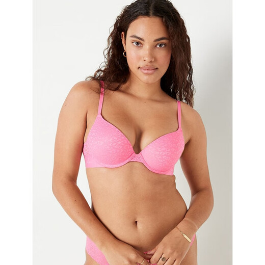 维多利亚的秘密（Victoria's Secret）维密 PINK 多巴胺色系上托聚拢胸罩文胸内衣女小胸显大 5UUY粉色_LOGO14113 70B 32B_