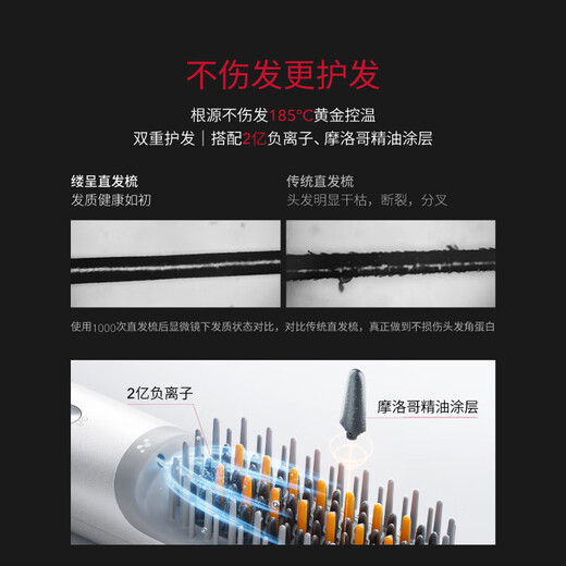 Lucheng Papi Jiang Recommends - Wireless Version Lucheng Heat Balance Wireless Hair Straightening Comb Negative Ion Does Not Damage Hair High Cranial Top Splint Comb Girls Birthday Gift Improves Frizz