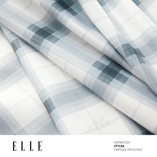 ELLE Plaid Casual Suit 2025 Summer New Style Loose, Lazy, Skin-Friendly, Comfortable, Can be Weared Outer Home Clothes Black and White (Pajama Pants) S