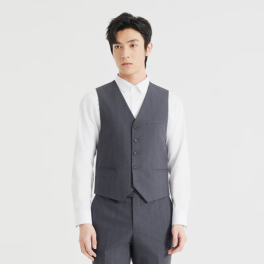 Lilan three-piece suit men's sheep wool blended formal suit business men's groom's wedding suit suit hem trousers blue gray (24QXF051SA) fitted version 170A