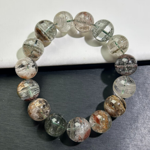 
Thousand-layered ghost crystal bracelet for four seasons natural full mine ghost deep green red ghost bead bracelet QCSJ12244 bead diameter about 12mm