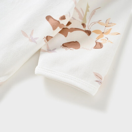 Tongtai (TONGTAI) baby bag, spring and autumn pure cotton newborn clothes, baby jumpsuit, triangle romper, off-white 90cm