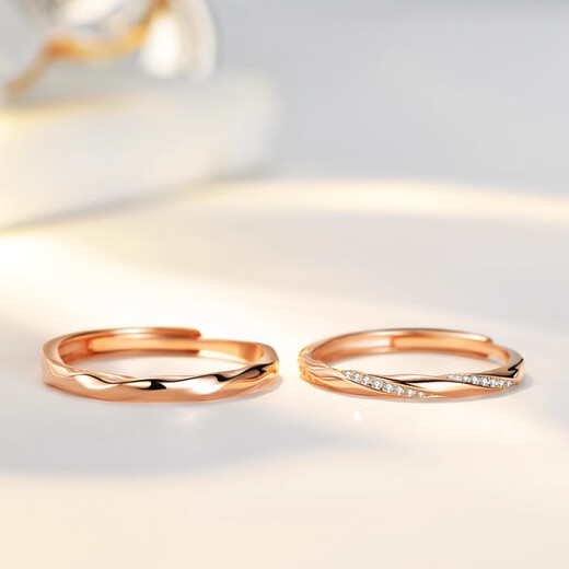 Fat Donglai's same gold-plated silver ring for couples, men's and women's 18K gold light luxury niche opening, rose gold, couple's pair