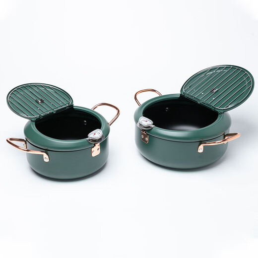 ASD fryer temperature-controlled Japanese-style household tempura fryer mini carbon steel fryer induction cooker universal 1cm silver non-stick coating 20cm