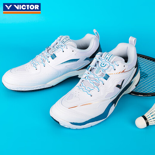 VICTOR Victory's new professional badminton shoes A830nitrolite men's and women's training and competition sports shoes wide last 830nl AF/white Mykonos blue 44