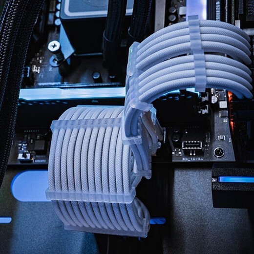 JD Express embossed cable management comb computer power cord transparent cable manager module cable nylon braided cable clip white cable management comb 28 pieces set 2.4-3.2 universal