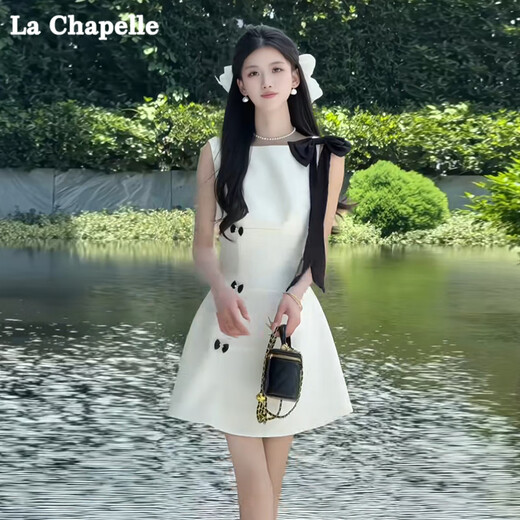 La Chapelle Платье французское платье для женщин летние пояса в этом году популярная маленькая рукавочная юбка A-Line Rice Rice Color (без рукавов) S 80-100-джин [Джин равняется 0,5 кг]