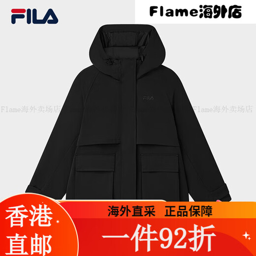 斐乐（FILA）FILA 官方女士梭织外套2025春新款时尚简约休闲宽松 正黑色-BK XS155/76A 均码
