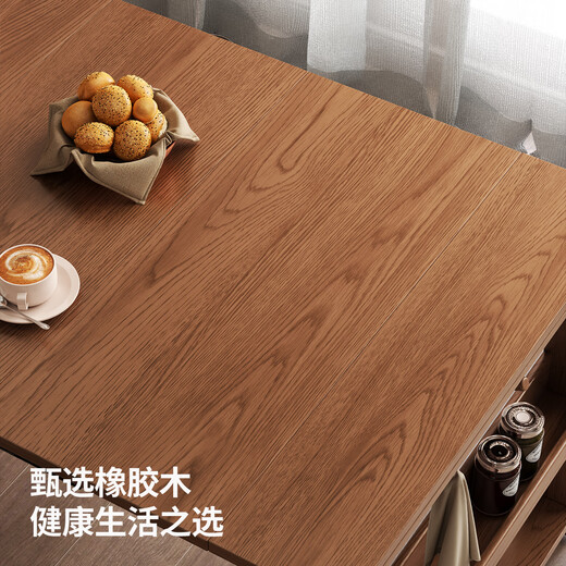 LEXI all solid wood folding dining table and sideboard integrated household small apartment multi-functional invisible retractable dining table sideboard + dining table + 4 chairs - solid wood color - installation included