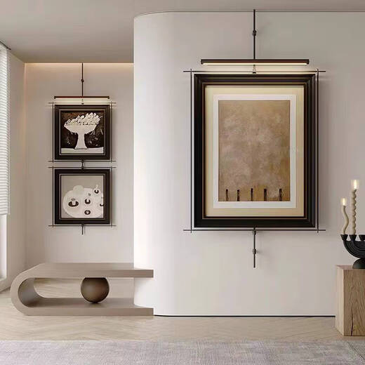Yonghuan mur métal suspendu boom peinture suspendue avec un style de luxe léger hôtel modèle chambre entrée de thé décoration décoration de style un style global 13575 cadre photo 6380 câblage léger