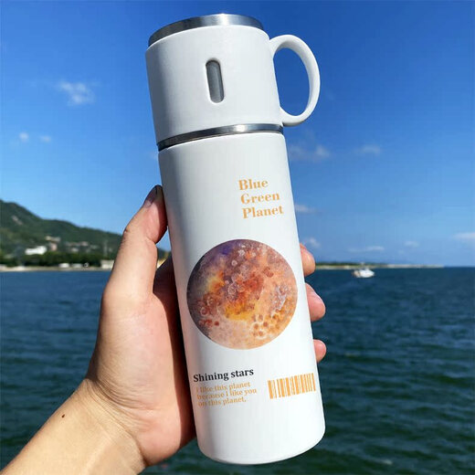 Thermomètre Blue Earth Blue Chengliu Small Fresh Literary Water Cup Original Niche Design With Cup Lid 316 acier inoxydable 316 Matériau 420ML CUD CAN CUP BW7027 PLANET