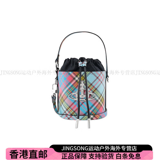 维维安.韦斯特伍德（Vivienne Westwood）DAISY土星图案抽绳开合格子呢水桶包单肩斜挎手提包女款多色时尚 基础装(包+防尘袋)