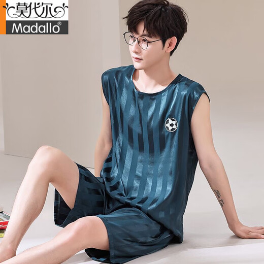 
Modal [soft and silky] ice silk pajamas men's summer thin loose shorts shorts suit simulated silk summer new 9901 L