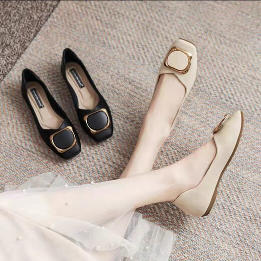 Belle Leder Single -Schuhe für Frauen 2025 Sommer Neuer leichter Mund flacher Sohle -Bohnenschuhe für Herbst Soft Sohle schwangere Frauenschuhe für Frauen, die ihre Füße lange Zeit nicht satt haben