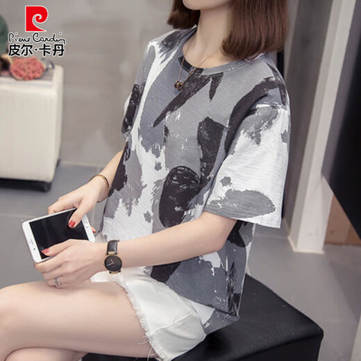 皮尔卡丹（pierre cardin）纯棉短袖T恤女夏装新款200斤mm加大码宽松显瘦百搭遮肚子上衣女士 6627黄色 M 80-95斤