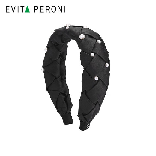 Evita Peroni fabric braided headband for women wide-brimmed white hair headband retro black high-end black