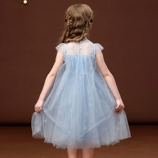 Mishide (Mishide) Prinzessin Aisa Kleid 3-6 Jahre altes Sommer-Stil Girls Kleid Kleid Sommer Neues kleines Mädchen gefrorener Ai New Style Ice und Snow Blue + Spitze Diamantkrone 110 cm