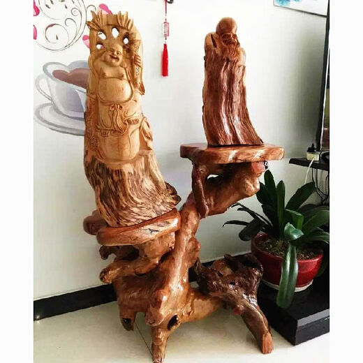 
Log root carving rack tree root natural ornament living room multi-layer bonsai rack fish tank solid wood base balcony 16868