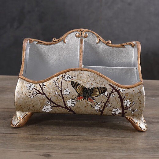 
Tira European style living room storage box light luxury tea table mobile TV remote control storage creative office desktop miscellaneous box 1047 Blue Warbler Blossom G style