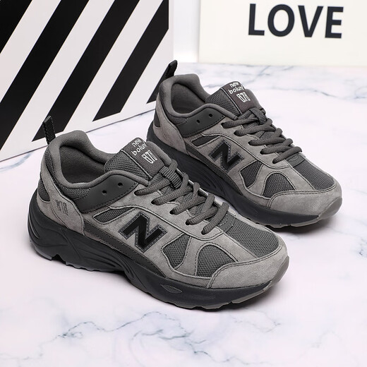 GEBBAS [878 retro shoes] Fashion sports shoes 878 versatile casual running shoes men's fur dad Yuanzu gray 878-1 41