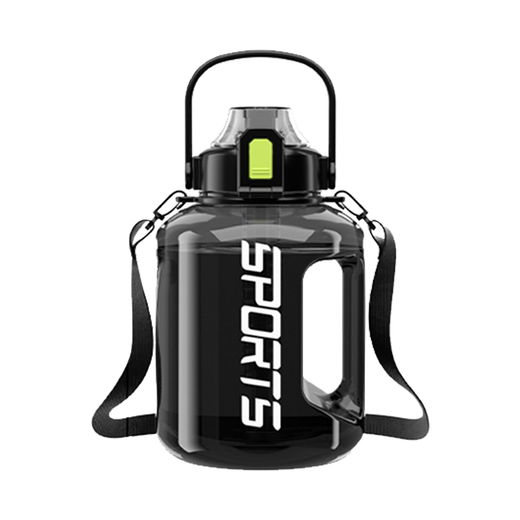 SZTAA Large Capacity Sports Bottle Water Cup Tonton Bucket Internet Celebrity Male and Female Students High Temperature Resistant Fitness Portable Plastic Space Bottle Black - High Temperature Resistant 3000ML Handle Model Upgraded Model --- Straw Brush + Cup Brush + Strap
