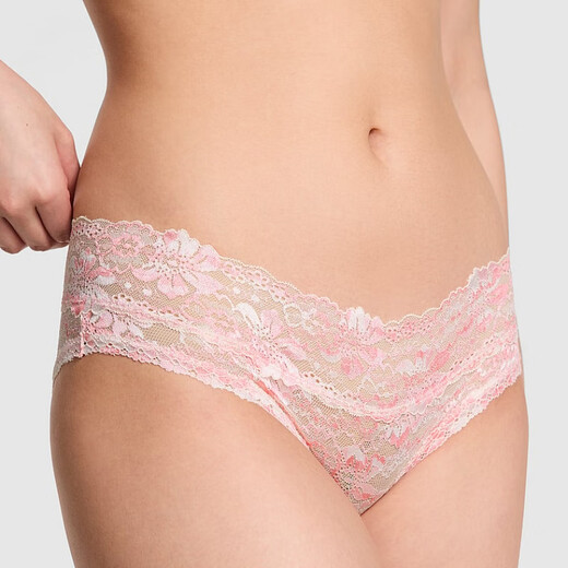 维多利亚的秘密 PINK 夏季花漾蕾丝舒适包臀内裤女 06JG花瓣粉 11264527 L