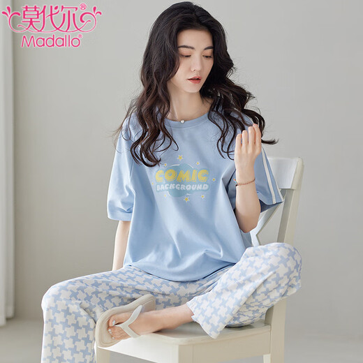 Modal Pure Cotton Pyjamas für Frauen in der Sommer-Kurzärmer-Hosen zweiteilige Set 2025 NEUE LOARKE SIARE DAWER CLASSIGKEITSHAUS-KLEICH Z9715 M [Empfohlen, 80-100jin zu tragen [Jin ist 0,5 kg]]]