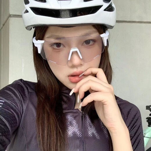 搏仕德（Boshide）骑行眼镜变色日夜两用墨镜户外登山骑车跑步护目镜 白框/变色灰