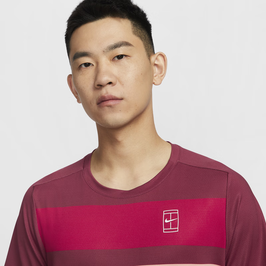 耐克（NIKE）耐克男子速干网球上衣春季新款透气运动修身轻便FZ9846 677队红_水洗珊瑚红_白 S