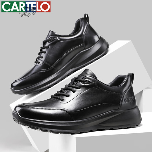 CARTELO men's leather shoes autumn leather lace men's shoes soft sole business sports casual shoes 5309 black 42