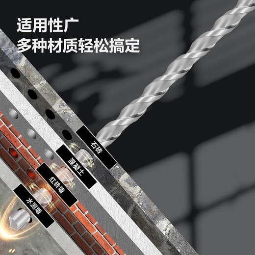 文枝得力电锤钻头方柄圆柄加长混凝土水泥墙壁石材地面打孔四坑电锤钻 方柄电锤钻12200mm