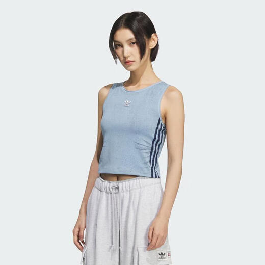 阿迪达斯 （adidas）【滔搏运动】Originals三叶草2025年女子FAKE DENIM TANK背心 KE3891 S