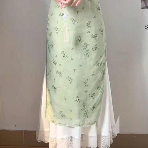 Jiangong cheongsam petticoat horse face skirt lined bottoming skirt anti-exposure skirt petticoat mid-length lace versatile bottoming skirt lace skirt M /90CM (skirt length to ankle)