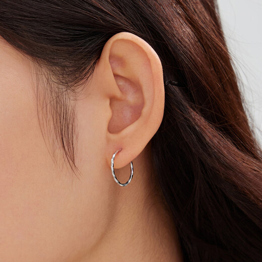 Lukfook Jewelry Platinum 950 Twisted Smooth Platinum Earrings Price L04TBPE0011 1.69 grams (including labor cost 157 yuan)