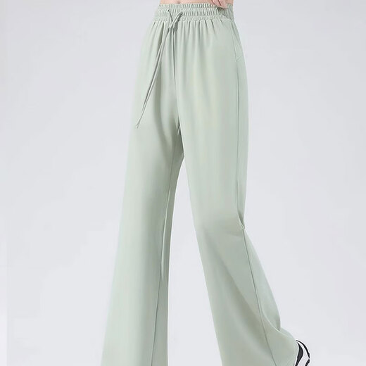
Miniso (MINISO) pants for women 2025 new high-waisted ice silk micro-flare pants for small summer cool sun protection casual sports straight pants light green (solid color) L /165 (weight 115-130Jin [Jin equals 0.5 kg])