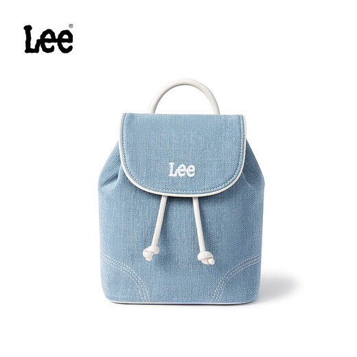 Lee denim backpack student large capacity commuting bucket bag fashionable versatile travel bag retro handbag backpack light blue