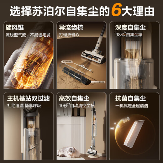 Supor vacuum cleaner self-dust collection base station home handheld wireless high suction dust collection housekeeper green light mite removal hair anti-tangle New Year gift C32-SL