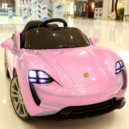 Woluqi's new children's electric car, four-wheel car, children's toy remote control car that can seat men and women, rechargeable stroller, 12V pink four-wheel drive + leather seat + remote control, electric drive