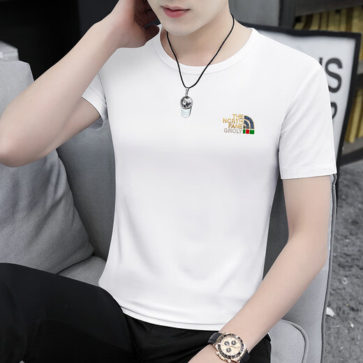 
Xuanyuan Modal ice silk thin cool T-shirt men's short-sleeved summer ice-sleeved round neck simple loose thin style 1416 white (high-quality model) M (95Jin[Jin equals 0.5 kg]-110Jin[Jin equals 0.5 kg])