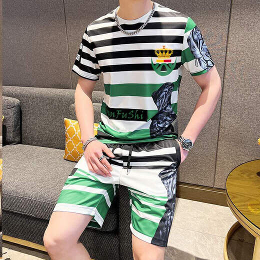 花花公子（PLAYBOY）轻奢潮牌男装夏装2025新款衣服男士冰丝恤短袖短裤搭配一整套装男 829白色套装 L 适合105-120斤